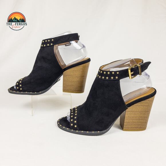 NWT Qupid Women Fashion Vegan Suede Cut Out Peep Toe Block Stacked Heel Size 7.5 - Picture 3 of 12